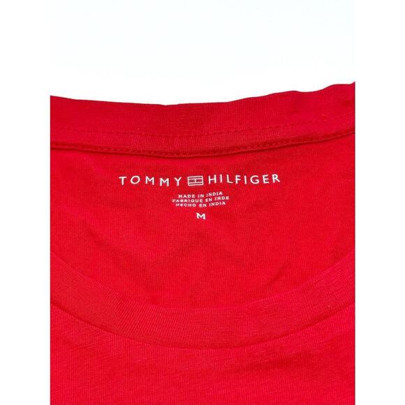 Tommy Hilfiger Womens Crew Neck Script Logo T-Shirt, Red, Size M - Picture 5 of 6